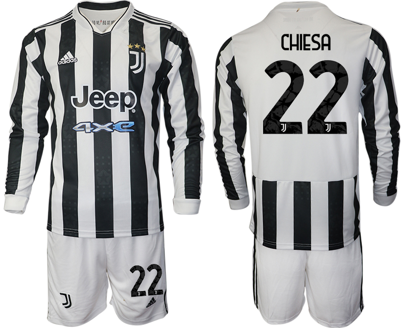 Men 2021-2022 Club Juventus home white Long Sleeve #22 Adidas Soccer Jersey->juventus jersey->Soccer Club Jersey
